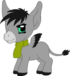 Size: 552x600 | Tagged: safe, artist:chili19, oc, oc only, oc:chili, donkey, hybrid, mule, pony, clothes, colored hooves, scarf, simple background, solo, transparent background, wings