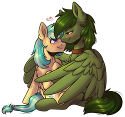 Size: 1898x1773 | Tagged: safe, artist:ak4neh, oc, oc only, oc:eskay, oc:summer ray, pegasus, pony, couple, female, male, mare, simple background, stallion, transparent background