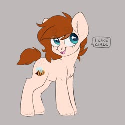 Size: 2000x2000 | Tagged: safe, artist:spoopygander, oc, oc only, oc:honey comb, earth pony, pony, chest fluff, cute, female, filly, freckles, high res, smiling, solo, text, unshorn fetlocks
