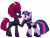 Size: 12560x9574 | Tagged: safe, alternate version, artist:ejlightning007arts, tempest shadow, twilight sparkle, alicorn, pony, unicorn, g4, my little pony: the movie, armor, broken horn, eye scar, fallen hero, female, hoof on chin, horn, lesbian, raised hoof, scar, ship:tempestlight, shipping, simple background, storm army, traitor sparkle, transparent background, twilight sparkle (alicorn), vector