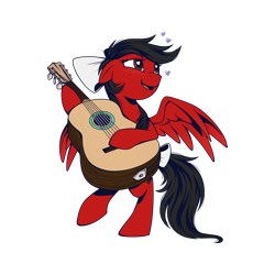 Size: 1000x1000 | Tagged: safe, artist:hexfloog, oc, oc only, oc:star spicer, pegasus, pony, bow, guitar, heart, heart eyes, musical instrument, simple background, solo, tail bow, transparent background, wingding eyes