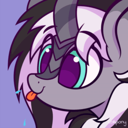 Size: 2000x2000 | Tagged: safe, artist:lollipony, part of a set, oc, oc only, kirin, g4, animated, bust, cute, gif, high res, male, ocbetes, portrait, purple background, raspberry, raspberry noise, simple background, solo, tongue out, ych result