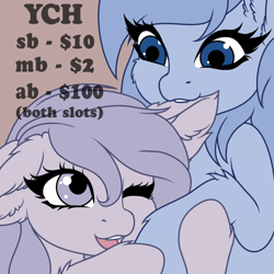 Size: 1280x1280 | Tagged: safe, artist:ynery, oc, earth pony, pony, biting, commission, cute, ear fluff, eye, eyes, friendship, nom, open mouth, your character here