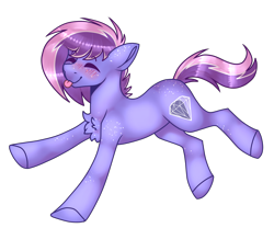 Size: 2544x2118 | Tagged: safe, artist:tuzz-arts, oc, oc only, oc:berry frost, pony, chest fluff, eyes closed, freckles, high res, jumping, simple background, solo, tongue out, transparent background
