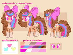Size: 2041x1525 | Tagged: safe, artist:2pandita, oc, oc only, oc:sweet heart, pony, unicorn, bow, female, hair bow, mare, reference sheet, solo