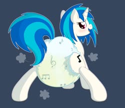 Size: 3000x2600 | Tagged: safe, artist:fillyscoots42, dj pon-3, vinyl scratch, pony, unicorn, g4, air pushed out of diaper, baby powder, blue mane, blushing, butt, cute, diaper, diaper butt, diaper fetish, diaper usage, female, fetish, high res, mare, music notes, non-baby in diaper, peeing in diaper, pissing, plot, poof, poofy diaper, presenting, simple background, solo, urine, used diaper, using diaper, wet diaper, wetting, wetting diaper, white coat, white fur