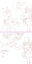 Size: 500x1003 | Tagged: safe, artist:jitterbugjive, oc, oc only, oc:supremus longhorn, changeling, pony, unicorn, ask pun, amputee, ask, hat, magic, top hat
