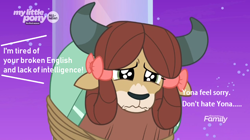 Size: 920x516 | Tagged: safe, edit, edited screencap, screencap, yona, yak, g4, she's all yak, abuse, background pony strikes again, crying, female, op is a duck, op is trying to start shit, psychological abuse, sad, yonabuse