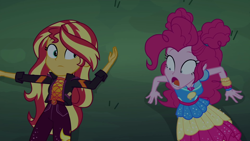 Size: 1920x1080 | Tagged: safe, screencap, pinkie pie, sunset shimmer, equestria girls, equestria girls specials, g4, my little pony equestria girls: better together, my little pony equestria girls: sunset's backstage pass, female