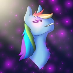 Size: 400x400 | Tagged: safe, artist:nachtmahrdrift, rainbow dash, pegasus, pony, g4, badass, bust, evil, female, looking at you, mare, smiling, smirk, solo