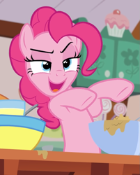 Size: 751x935 | Tagged: safe, screencap, pinkie pie, earth pony, pony, g4, secrets and pies, cropped, female, lidded eyes, mare, open mouth, solo