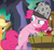 Size: 1031x939 | Tagged: safe, screencap, applejack, pinkie pie, earth pony, pony, g4, secrets and pies, apple, bipedal, cropped, deerstalker, detective, evil smile, female, food, grin, hat, mare, sherlock holmes, sherlock pie, smiling, solo focus