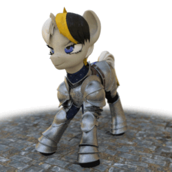 Size: 512x512 | Tagged: safe, artist:snecy, oc, oc only, oc:katherine, pony, unicorn, 3d, animated, armor, commission, solo
