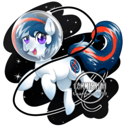 Size: 1000x1000 | Tagged: safe, artist:helithusvy, oc, oc only, oc:nasapone, earth pony, pony, animated, blinking, commission, cute, female, gif, helmet, mare, ocbetes, open mouth, purple eyes, solo, space, space background, space pony, ych result