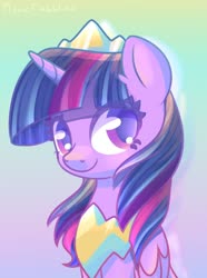 Size: 1280x1720 | Tagged: safe, artist:wavecipher, twilight sparkle, alicorn, pony, g4, bust, crown, cute, female, jewelry, looking at you, peytral, regalia, smiling, solo, twiabetes, twilight sparkle (alicorn)