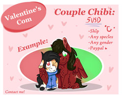 Size: 2500x2000 | Tagged: safe, artist:euspuche, advertisement, chibi, commission, commission info, commissions open, couple, high res, holiday, love, valentine's day