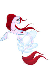 Size: 1700x2338 | Tagged: safe, artist:whitewing1, oc, oc only, seapony (g4), female, obtrusive watermark, simple background, solo, transparent background, watermark