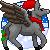 Size: 50x50 | Tagged: safe, artist:chili19, oc, oc only, donkey, hybrid, pony, christmas, clothes, female, hat, holiday, pixel art, raised hoof, santa hat, scarf, simple background, snow, solo, transparent background, wings