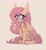 Size: 1024x1119 | Tagged: safe, artist:kiwipm, fluttershy, pegasus, pony, g4, belly fluff, blushing, chest fluff, cute, ear fluff, female, folded wings, looking at you, looking sideways, mare, raised hoof, shyabetes, simple background, sitting, solo, unshorn fetlocks, white background, wings