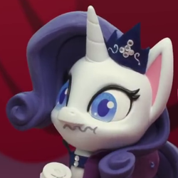 Size: 390x390 | Tagged: safe, screencap, rarity, pony, unicorn, fashion failure, g4.5, my little pony: stop motion short, cropped, female, mare, solo, wavy mouth, youtube link