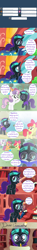 Size: 800x5400 | Tagged: safe, artist:facelessjr, apple bloom, scootaloo, sweetie belle, oc, oc:nyx, alicorn, earth pony, pegasus, pony, unicorn, ask nyx now, g4, bed, book, cutie mark crusaders, female, filly, glasses, golden oaks library, headband, tumblr, tumblr comic, writing