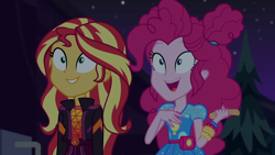 Size: 1920x1080 | Tagged: safe, screencap, pinkie pie, sunset shimmer, equestria girls, equestria girls specials, g4, my little pony equestria girls: better together, my little pony equestria girls: sunset's backstage pass, churros, female, food