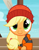 Size: 725x938 | Tagged: safe, screencap, applejack, earth pony, pony, g4, ppov, beanie, cropped, cute, female, hat, jackabetes, lifejacket, mare, smiling, solo