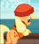 Size: 832x938 | Tagged: safe, screencap, applejack, earth pony, pony, g4, ppov, beanie, butt, cropped, female, freckles, hat, lifejacket, mare, plot, rear view, solo