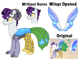 Size: 4500x3375 | Tagged: safe, artist:avatarmicheru, oc, oc only, oc:oddity, draconequus, high res, horns, interspecies offspring, male, offspring, parent:discord, parent:rarity, parents:raricord, peacock feathers, peacock tail, ram horns, simple background, solo, transparent background