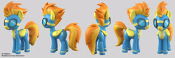 Size: 1920x644 | Tagged: safe, artist:andrew hickinbottom, part of a set, spitfire, pegasus, pony, g4, official, 3d, 3ds max, clothes, female, guardians of harmony, multeity, simple background, solo, toy, uniform, wonderbolts uniform