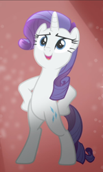 Size: 562x938 | Tagged: safe, screencap, rarity, pony, unicorn, fake it 'til you make it, g4, bipedal, cropped, female, hooves on hips, mare, open mouth, pose, solo
