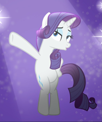 Size: 787x939 | Tagged: safe, screencap, rarity, pony, unicorn, fake it 'til you make it, g4, bipedal, cropped, female, hoof on hip, lidded eyes, mare, open mouth, pose, solo