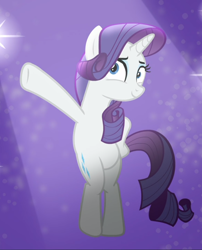 Size: 758x938 | Tagged: safe, screencap, rarity, pony, unicorn, fake it 'til you make it, g4, bipedal, cropped, female, hoof on hip, mare, pose, smiling, solo