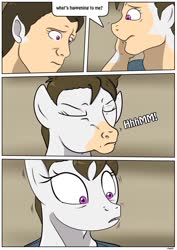 Size: 905x1280 | Tagged: safe, artist:rex-equinox, princess celestia, human, comic:royal makeover, g4, comic, commission, dialogue, human to pony, male to female, open mouth, rule 63, sequence, speech bubble, transformation, transformation sequence, transgender transformation
