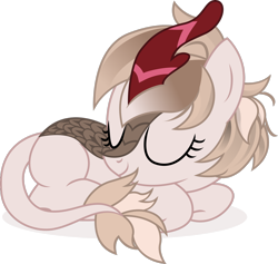 Size: 1920x1823 | Tagged: safe, artist:cirillaq, oc, oc only, oc:emberwhirl, kirin, commission, cute, female, ocbetes, prone, simple background, sleeping, smiling, solo, transparent background