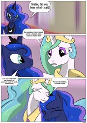 Size: 905x1280 | Tagged: safe, artist:rex-equinox, princess celestia, princess luna, comic:royal makeover, g4, comic, commission, hug, human to pony, male to female, rule 63, sequence, transformation, transformation sequence, transgender transformation