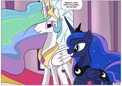Size: 1280x905 | Tagged: safe, artist:rex-equinox, princess celestia, princess luna, comic:royal makeover, g4, canterlot castle, comic, commission, human to pony, male to female, rule 63, transformation, transformation sequence, transgender transformation