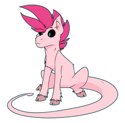 Size: 4209x4161 | Tagged: safe, artist:the-blackeye, oc, oc only, oc:mechika, alien, hybrid, pony, black sclera, cloven hooves, crossover, dragon ball, dragon ball z, long tail, male, pink coat, pink mane, simple background, solo, sticker, transparent background, what if