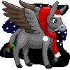 Size: 100x100 | Tagged: safe, artist:chili19, oc, oc only, oc:chili, donkey, pony, christmas, clothes, female, gif, hat, holiday, non-animated gif, pixel art, raised hoof, santa hat, scarf, simple background, snow, solo, transparent background, wings