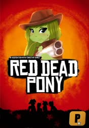 Size: 842x1200 | Tagged: safe, artist:almond evergrow, oc, oc:lief, pegasus, pony, cowboy hat, cowgirl, female, game cover, gun, hat, mare, parody, pone, red dead redemption, red dead redemption 2, rockstar, rockstar games, weapon, western