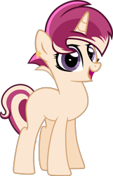 Size: 4000x6221 | Tagged: safe, alternate version, artist:n0kkun, oc, oc only, oc:general rose blade, pony, unicorn, blank flank, ear piercing, earring, female, jewelry, mare, multicolored hair, open mouth, piercing, simple background, solo, transparent background