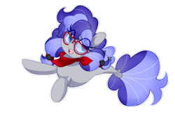 Size: 1200x800 | Tagged: safe, artist:loyaldis, oc, oc only, oc:cinnabyte, fish, adorkable, bandana, cinnabetes, commission, cute, dork, glasses, seaponified, simple background, smiling, solo, species swap, transparent background, your character here