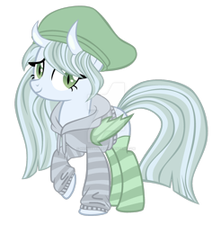 Size: 1280x1354 | Tagged: safe, artist:magicdarkart, oc, oc only, bat pony, pony, clothes, deviantart watermark, female, hoodie, horns, mare, obtrusive watermark, simple background, socks, solo, striped socks, transparent background, watermark