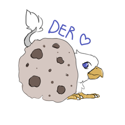 Size: 789x789 | Tagged: safe, artist:dream, oc, oc only, oc:der, griffon, cookie, food, micro, solo, that griffon sure "der"s love cookies