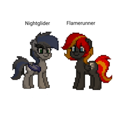 Size: 768x768 | Tagged: safe, artist:crystal wishes, oc, oc only, oc:flame runner, oc:nightglider, bat pony, pegasus, pony, pony town, female, fixed, mare, not night glider, simple background, transparent background