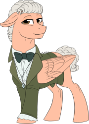 Size: 838x1166 | Tagged: safe, artist:mythpony, oc, oc only, pegasus, pony, blazer, bowtie, clothes, cosplay, costume, frilly, male, shirt, simple background, solo, stallion, third doctor, transparent background