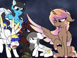 Size: 2834x2125 | Tagged: safe, artist:jubyskylines, oc, oc only, oc:cloudy mane, oc:juby skylines, alicorn, pegasus, pony, alicorn oc, cloud, drinking, high res, horn, tongue out