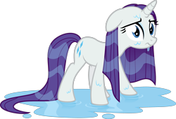 Size: 3000x2040 | Tagged: safe, artist:sollace, rarity, pony, unicorn, g4, look before you sleep, cruel, cutie mark, female, floppy ears, high res, humiliation, mare, puddle, rarity is not amused, ruined mane, show accurate, simple background, solo, transparent background, unamused, vector, water, wet, wet mane, wet mane rarity