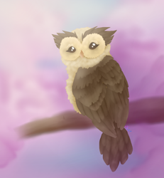 Size: 1200x1300 | Tagged: safe, artist:brendalobinha, owlowiscious, bird, owl, g4, looking at you, looking back, looking back at you, male, solo, tree, tree branch