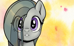 Size: 1091x684 | Tagged: safe, artist:pencils, marble pie, earth pony, pony, comic:marble mare manquee, g4, cropped, cute, eye clipping through hair, female, looking at you, marblebetes, mare, solo